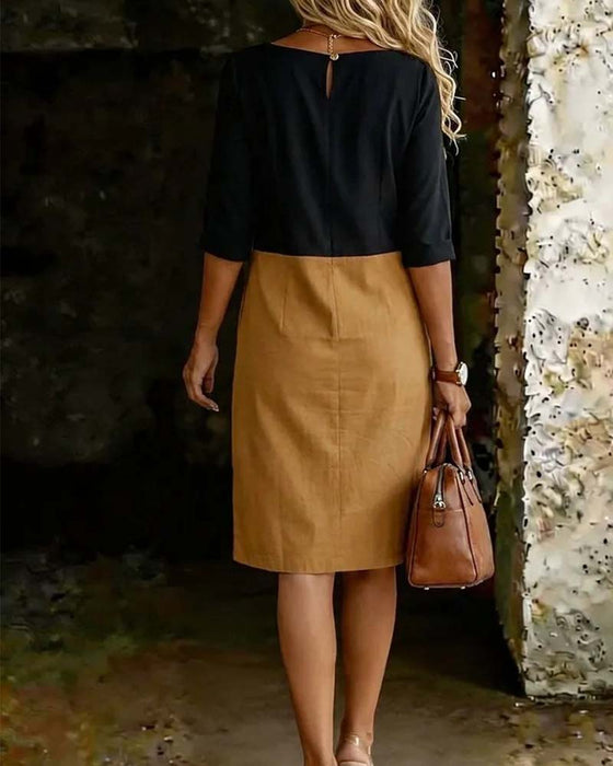 Color-Block Straight Dress