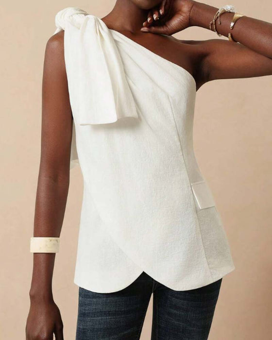 Off-Shoulder Cross Tie Design Blouse