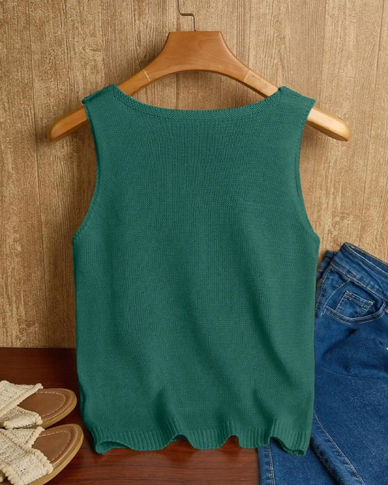 V-Neck Cutout Sleeveless Pullover