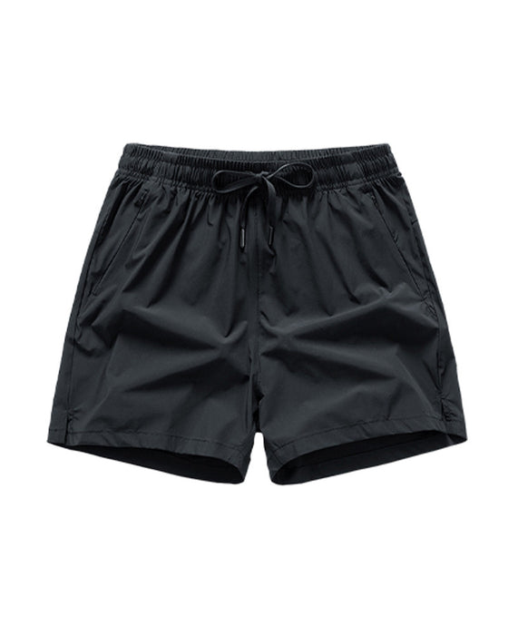 Men Elastic Waist Pocket Quick-Dry Ice Silk Sports Shorts