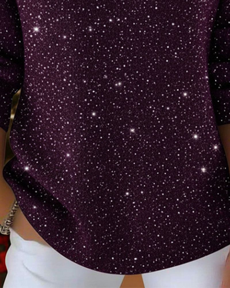 V-Neck Gold Thread Glitter Jumper