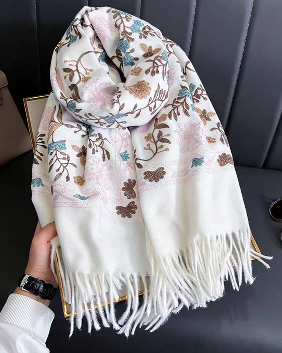 Printed Fringed Long Scarf