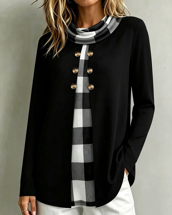 Plaid 2 In 1 Long-Sleeved Top