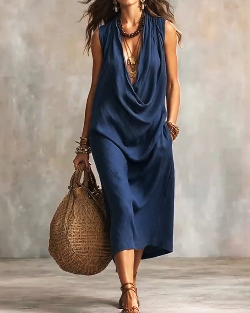 Sleeveless V-Neck Fashion Dress