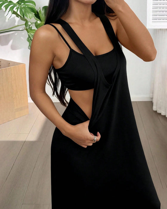 Solid Color Dress Two-Piece Set