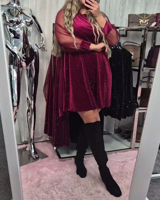 Patchwork Long-Sleeved Elegant Dress