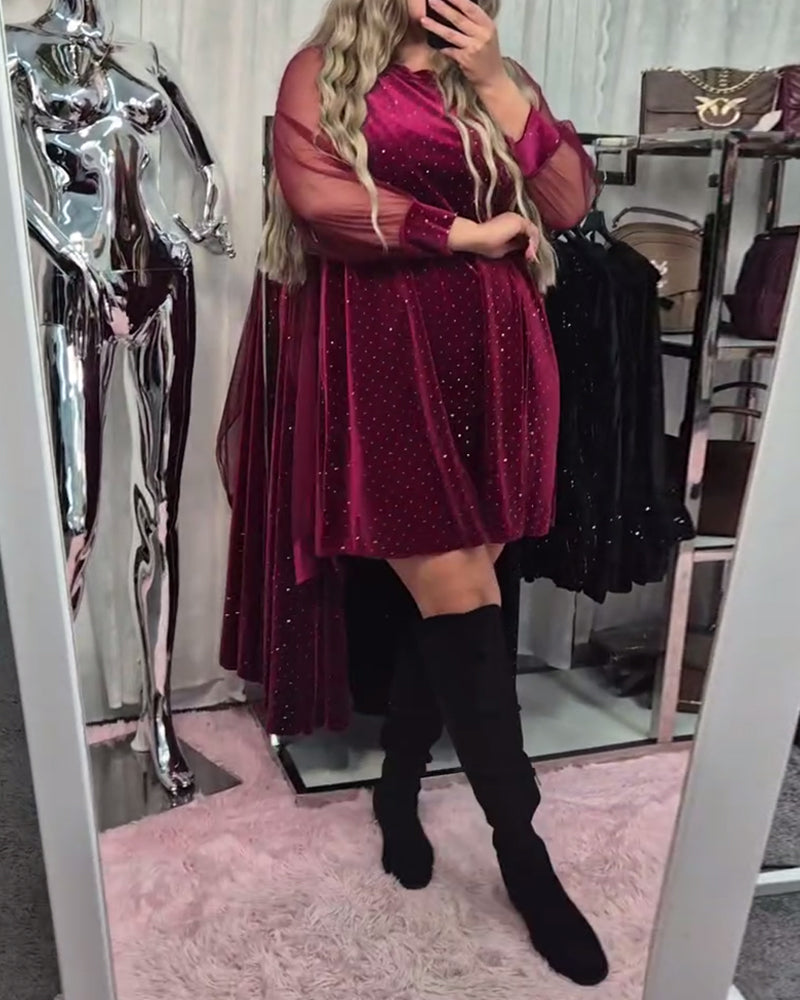 Patchwork Long-Sleeved Elegant Dress