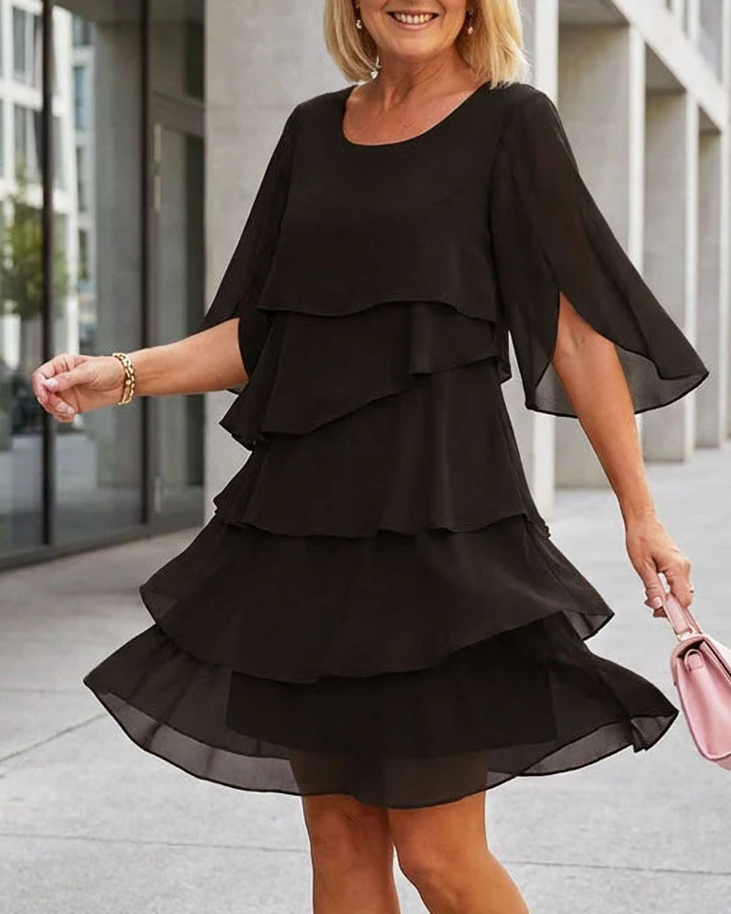 Loose Round Neck Cake Dress