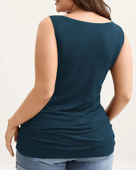 U-Neck Sleeveless Slim Fit Built-In Bra Tank Top