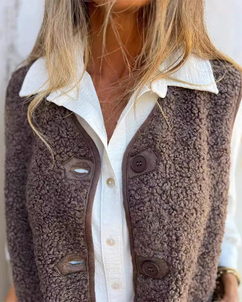 Women's Fall Button Down Short Warm Vest