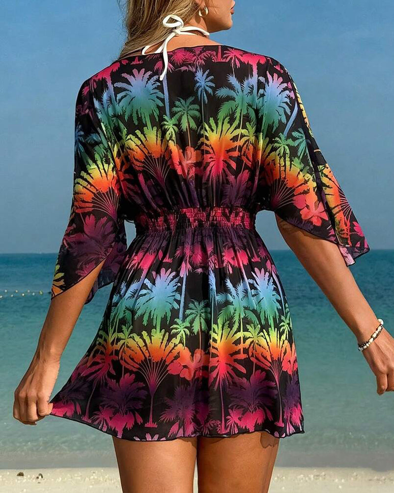 Rainbow Print Beach Cover-up
