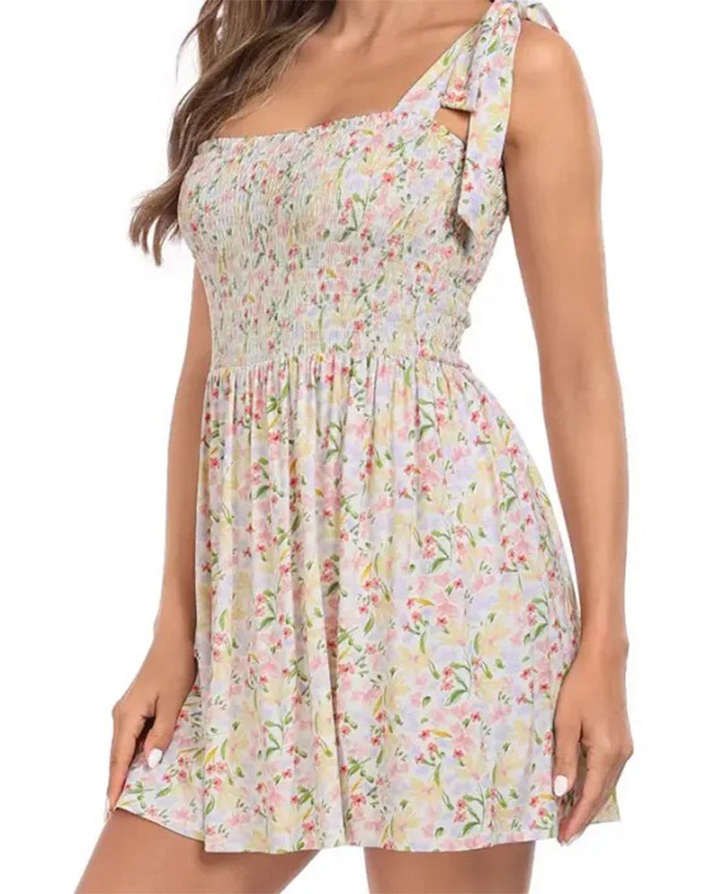 Women's Floral Mini Dress With Built-in Shorts