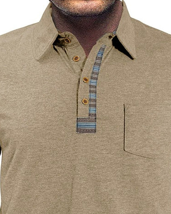 Men's Button Lapel Polo Blouse