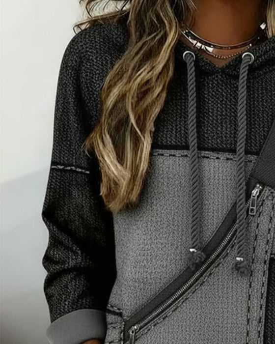 Stylish Color-Blocked Hoodie