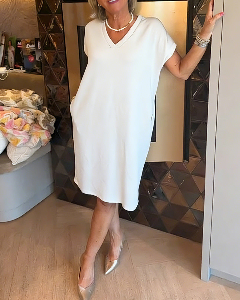 V-Neck Loose Casual Dress