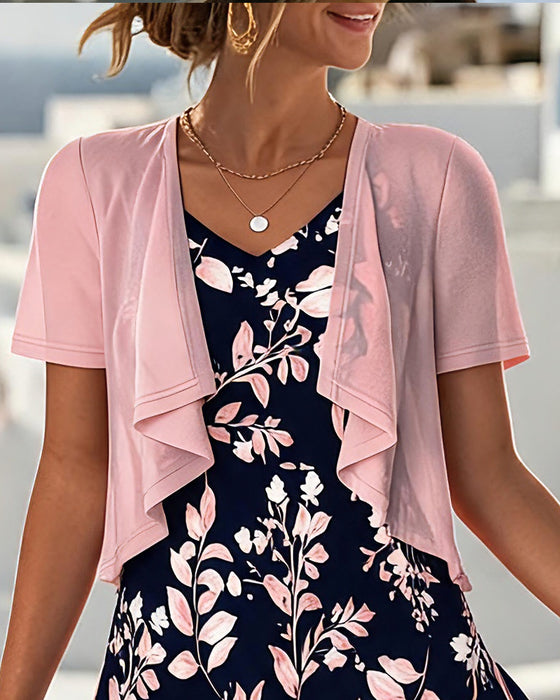 V-Neck Sleeveless Floral Dress & Top