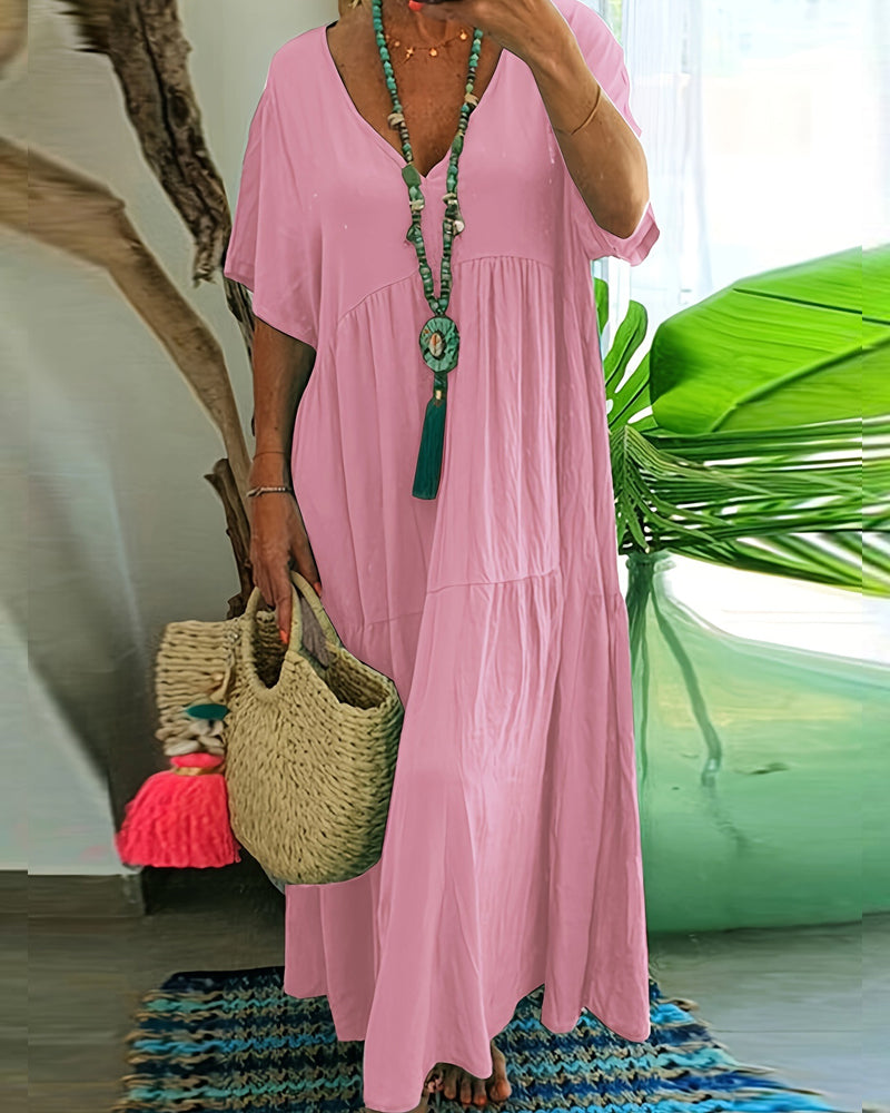V-Neck Short Sleeve Casual Dress