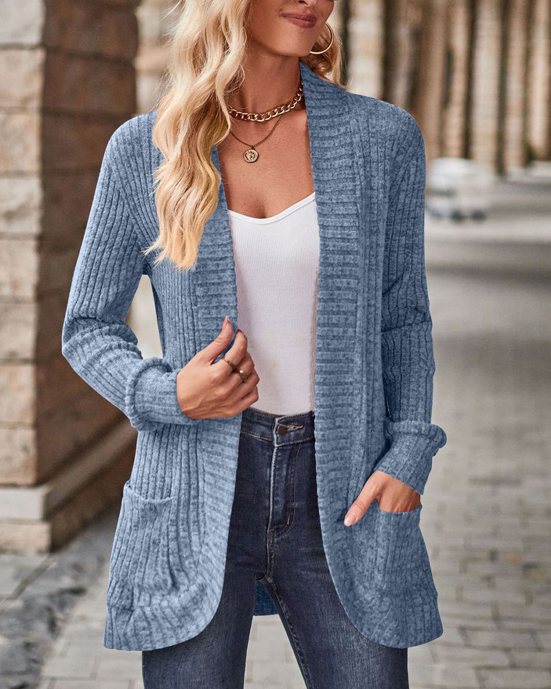 Brushed Casual Long-Sleeve Coat