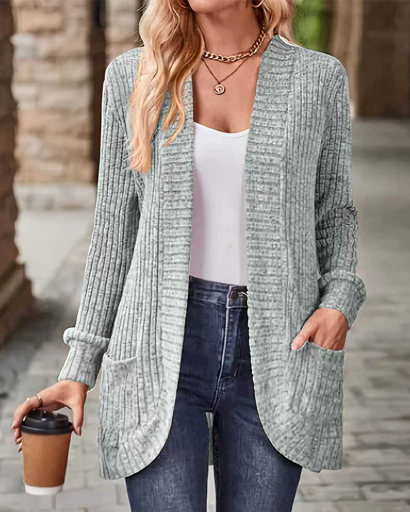 Brushed Casual Long-Sleeve Coat