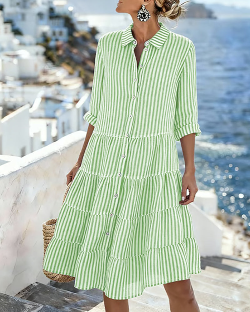 Vertical Striped Shirt Dress