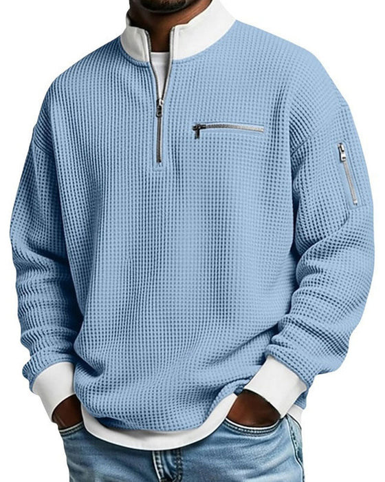 Stand Collar Contrasting Zipper Sweatshirt