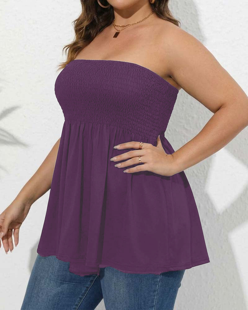 Elastic Strapless A-Line Top