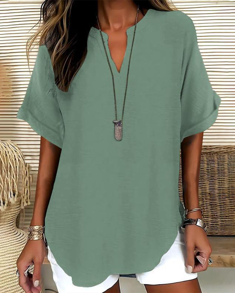 Loose Solid Color Women's Casual Blouse