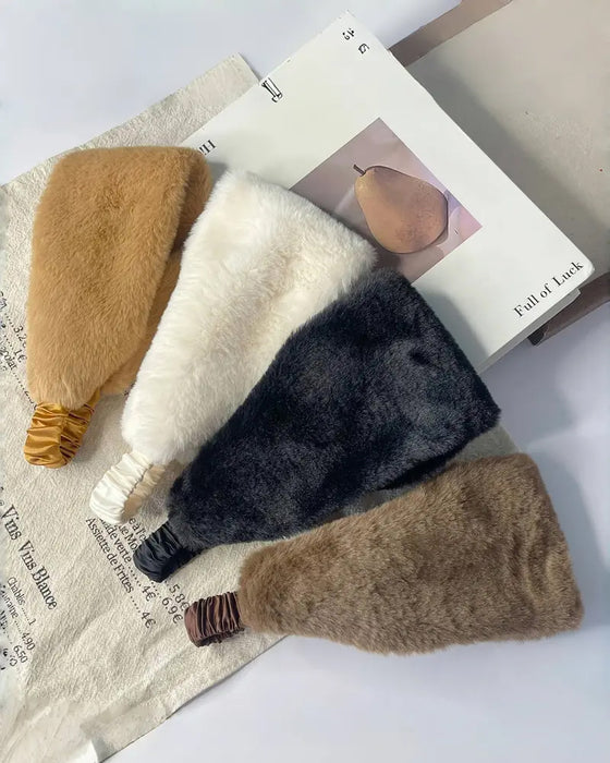 Wide Edge Soft Warm Windproof Cold-Proof Fuzzy Headband