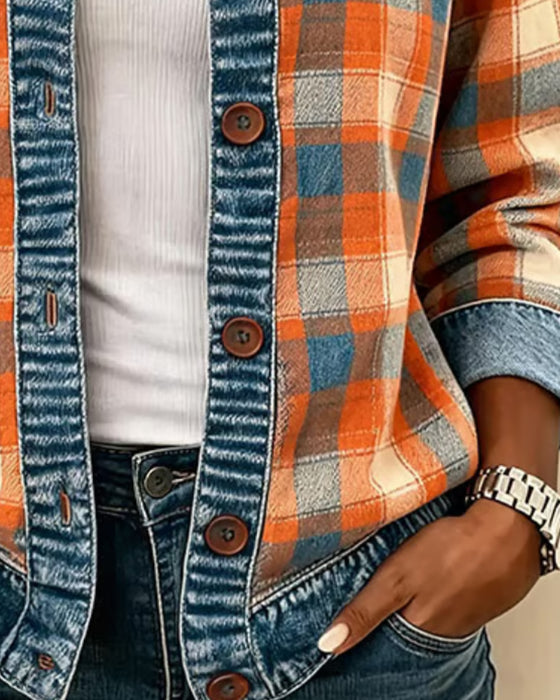 Plaid Casual Button Coat