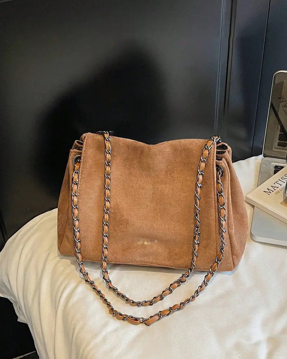 Plain Suede Crossbody Shoulder Bag