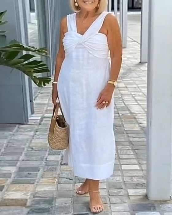 Twisted Solid-Color Strap Dress