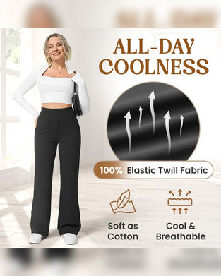 High-Waisted Button-Down Wide-Leg Pants