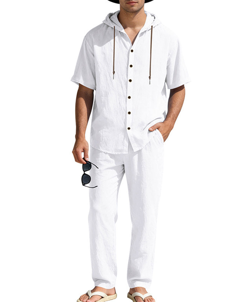 Men's Lightweight Hooded Two-Piece Set For Summer Casual Wear