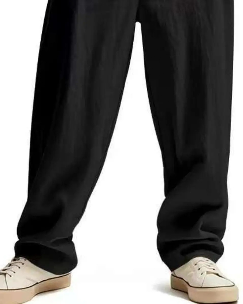 Casual Solid-Color Straight-Leg Pants