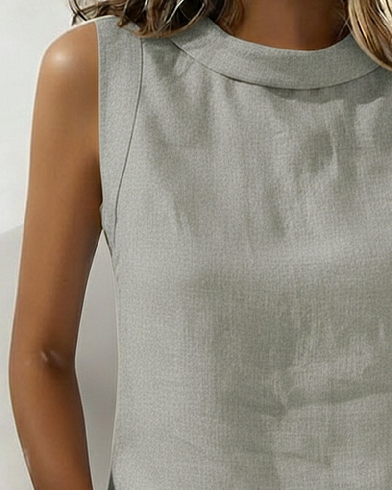 Pure Cotton Collared Sleeveless Blouse