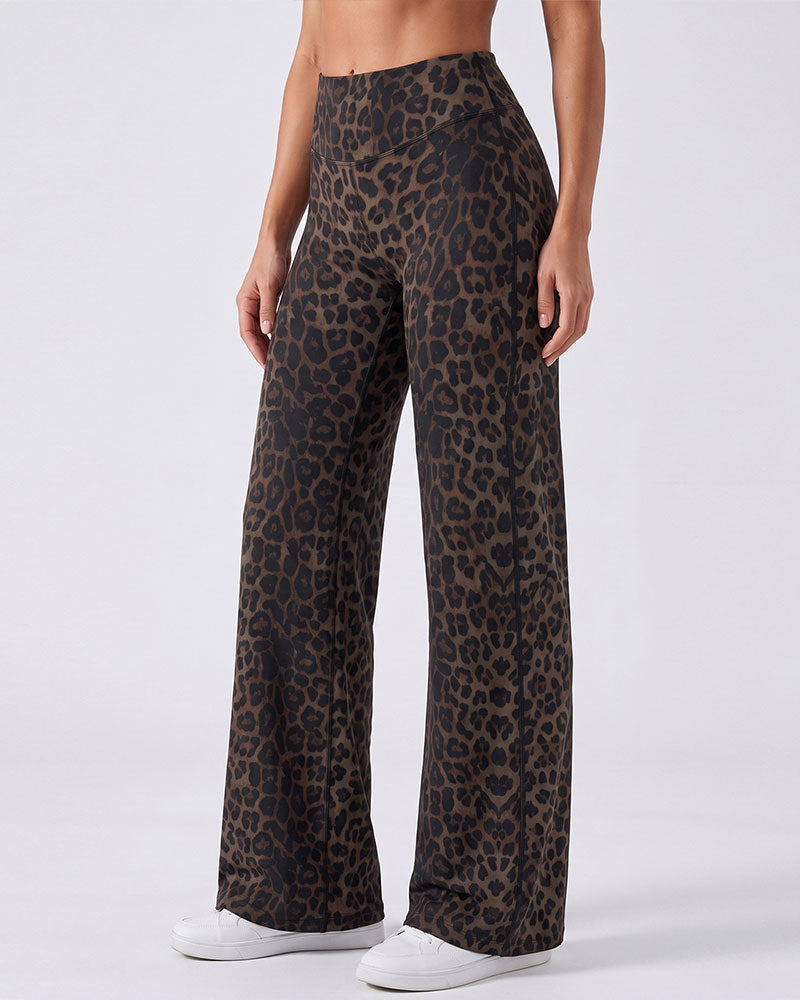 Women’s Leopard Print Wide Leg Athletic Pants