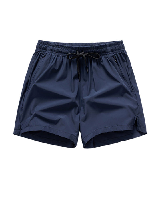 Men Elastic Waist Pocket Quick-Dry Ice Silk Sports Shorts