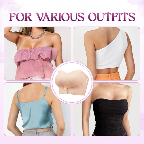 Non-Slip Comfort Strapless Push-Up Bra with Front Buckle