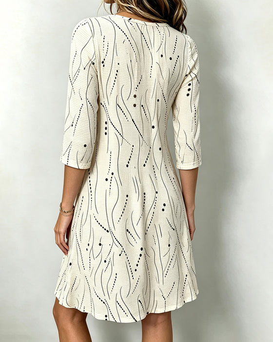 Casual Button Half Sleeve Dress