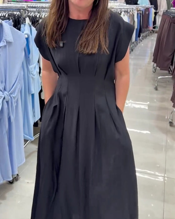 Shirred Flutter Sleeve Waist Dress