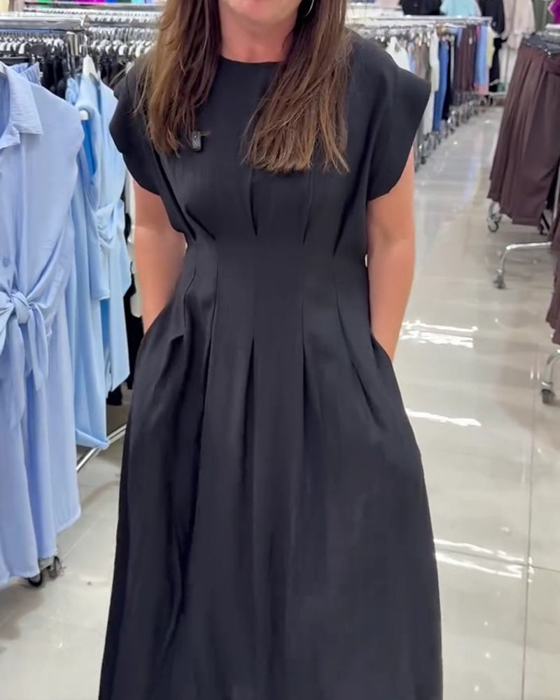 Shirred Flutter Sleeve Waist Dress