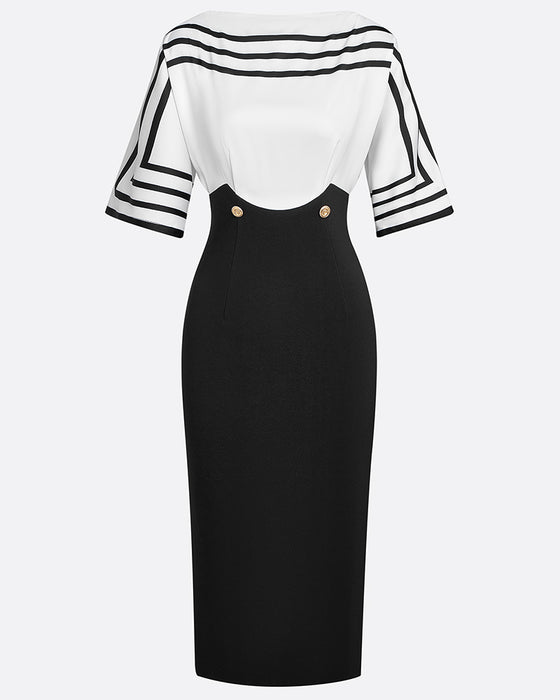 Stylish Striped Contrast Waist Dress