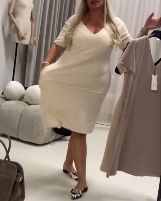 Fashionable And Elegant V-Neck Casual Dress