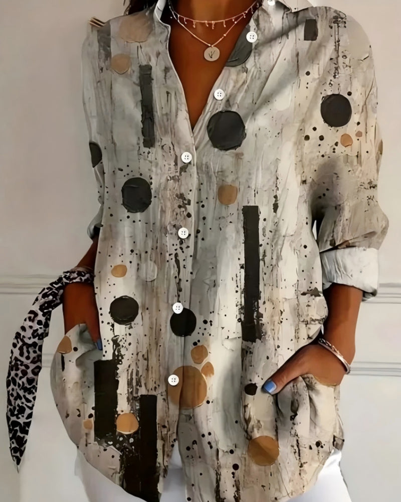 Polka Dot Fashion Collared Shirt