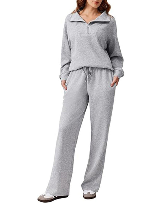 Long-Sleeved Solid Color Two-Piece Set