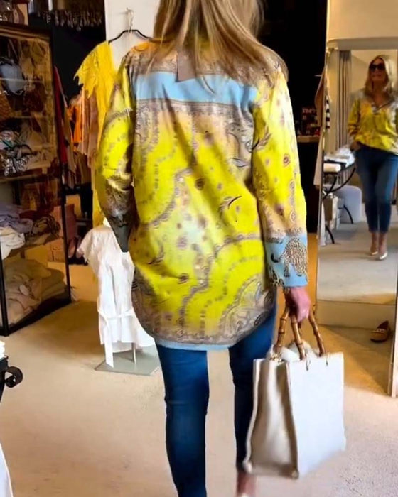 V-neck Printed Blouse