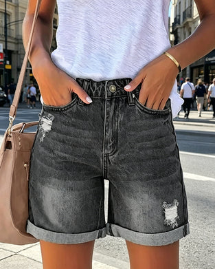 Distressed Ripped Denim Shorts