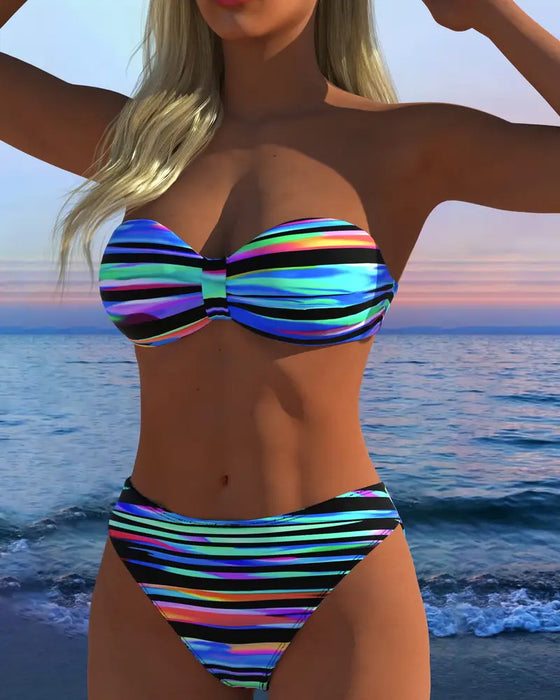 Sexy Rainbow Stripe Swimsuit