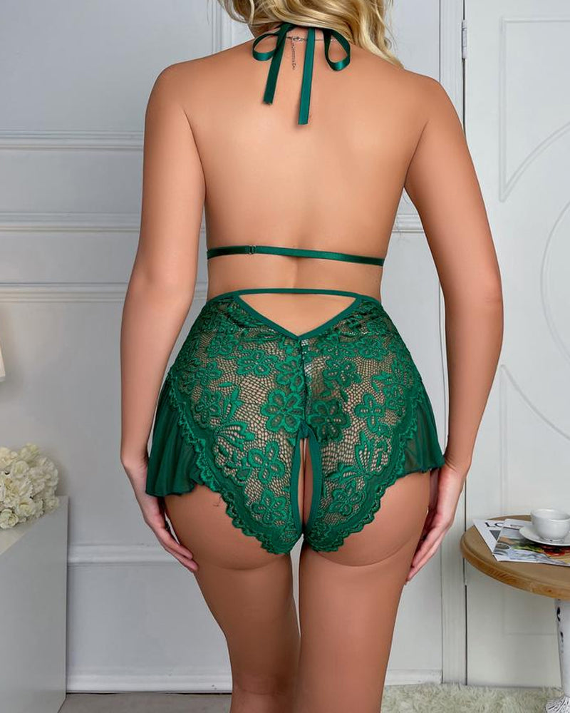 Women's Bodysuit Lace Floral Teddy Shapewear V-neck