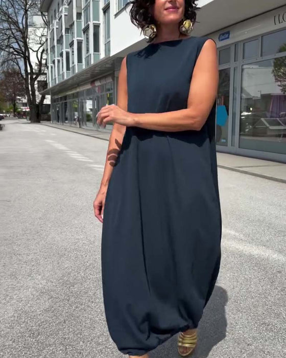 Mock Neck Sleeveless Loose Dress